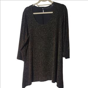 BLEEKER & MCDOUGAL Metallic Bronze/Gold and Black Shimmery, Stretchy Tunic 2X
